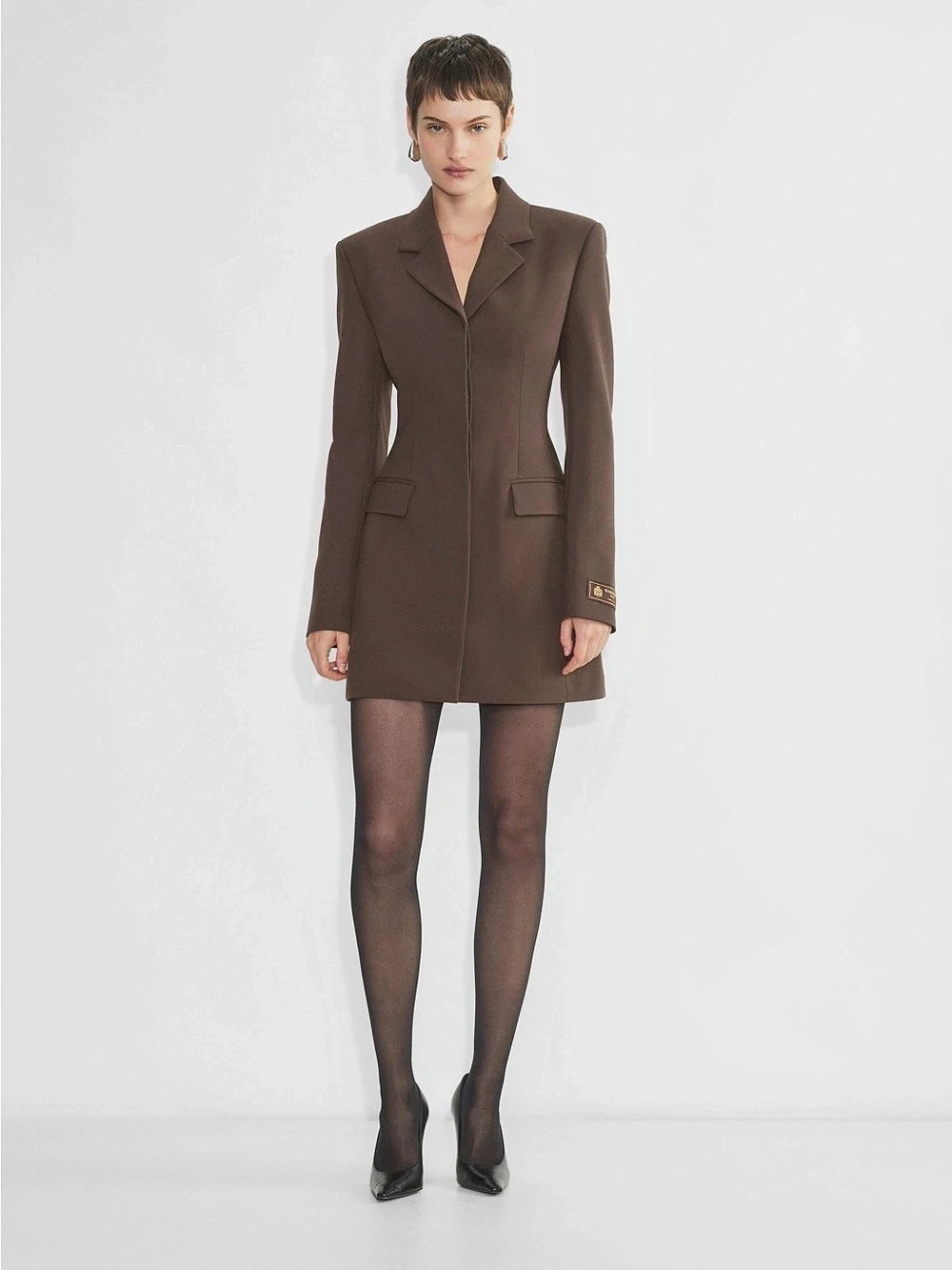 NEW Aritzia Babaton Autograph Dress Mini Blazer Dress in rich mocha Brown